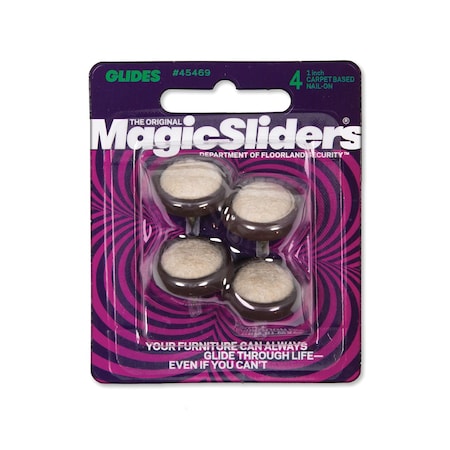 Magic Sliders Magic Sliders Brown/Gray 1 in. Nail-On Carpet/Plastic Cushioned Glide 4 pk 45469